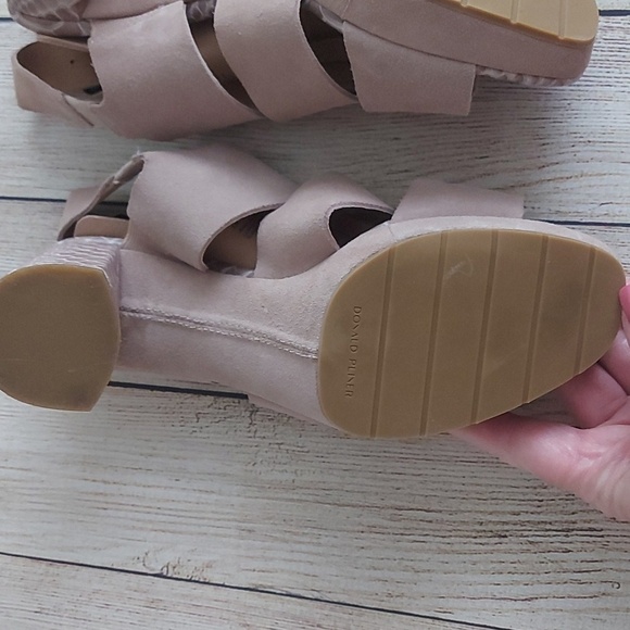 Donald Pliner Geneva Beige Suede Heeled Sandals With Snake Skin Heels Size 9 - Picture 3 of 8